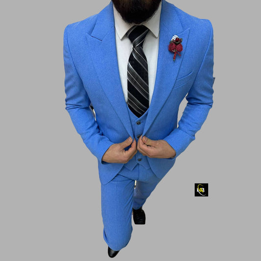 Men 3 Piece Suit Royal Blue